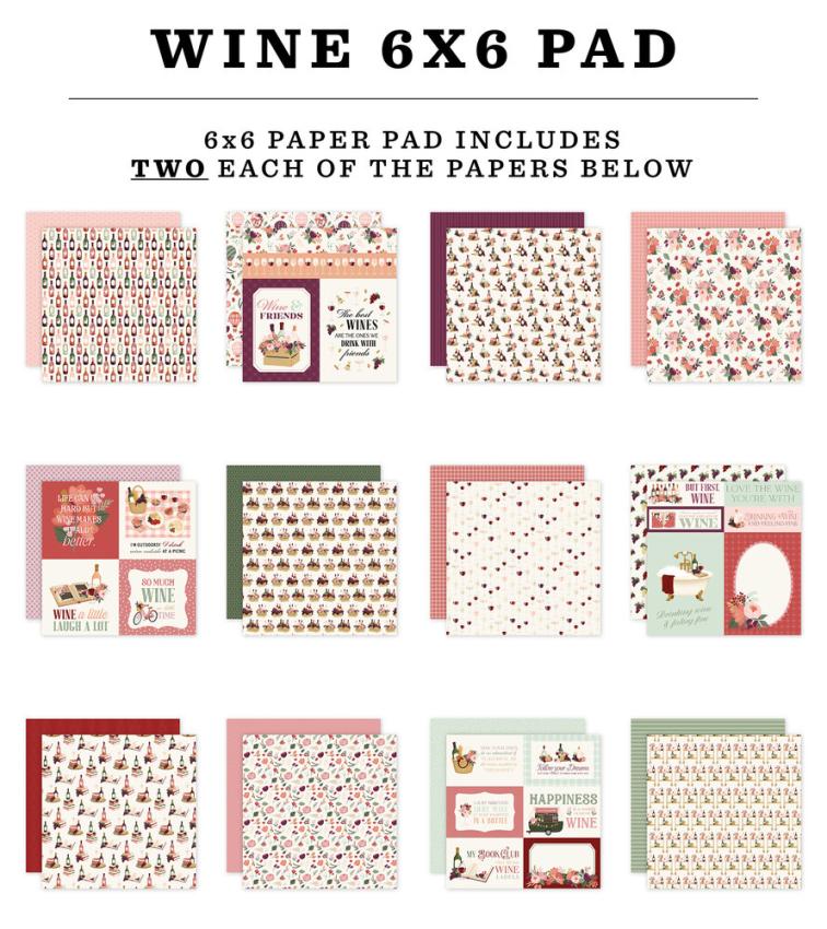 Carta Bella - Designpapier "Wine" Paper Pad 6x6 Inch - 24 Bogen