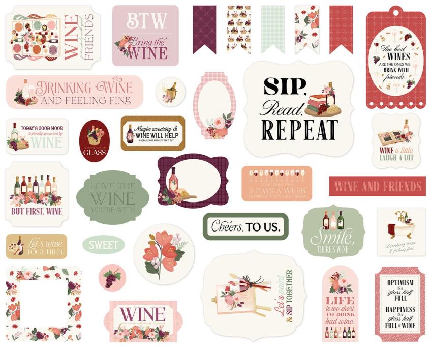 Carta Bella - Stanzteile "Wine" Ephemera