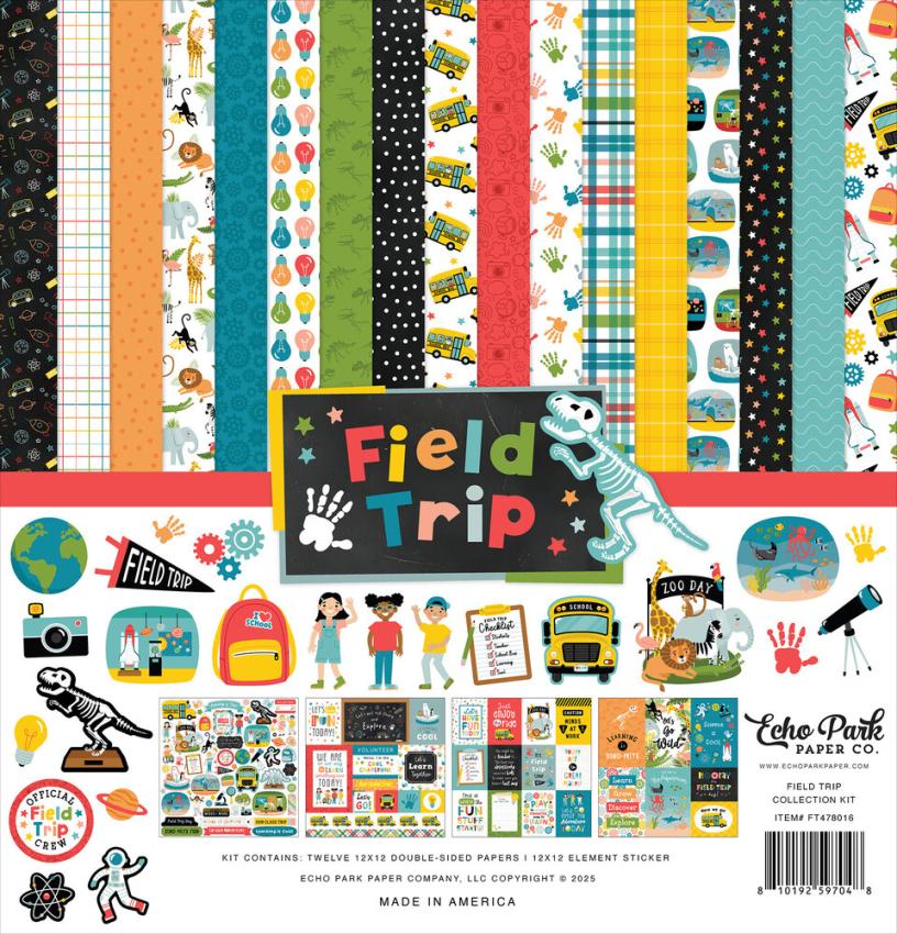 Echo Park - Designpapier "Field Trip" Collection Kit 12x12 Inch - 12 Bogen
