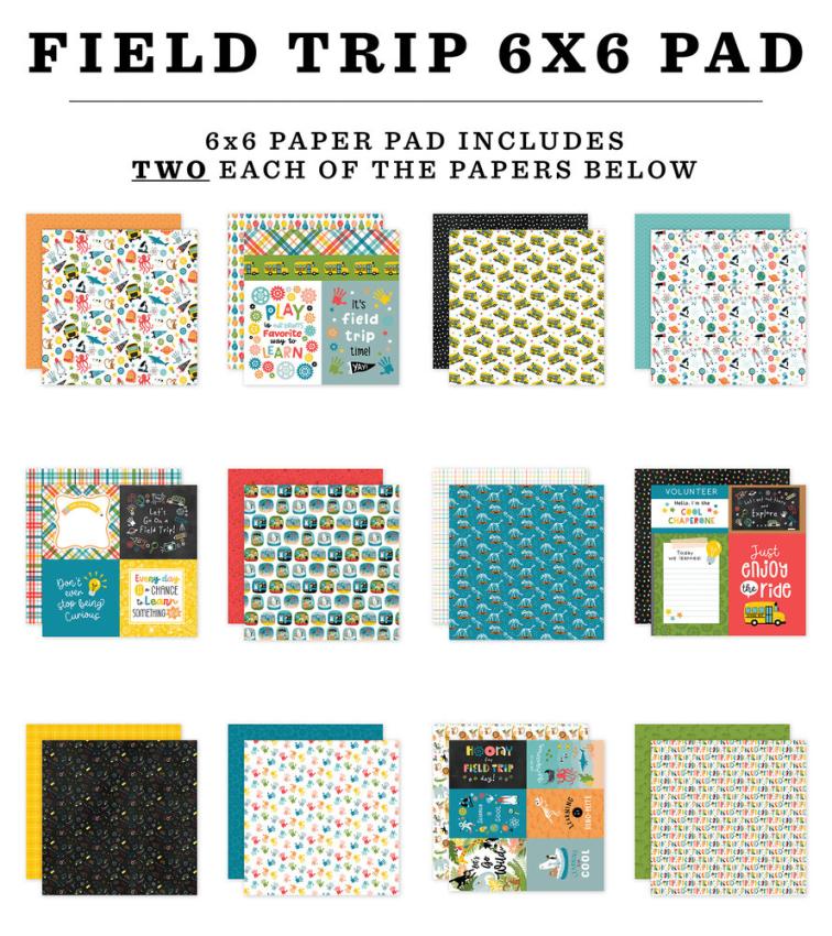 Echo Park - Designpapier "Field Trip" Paper Pack 6x6 Inch - 24 Bogen
