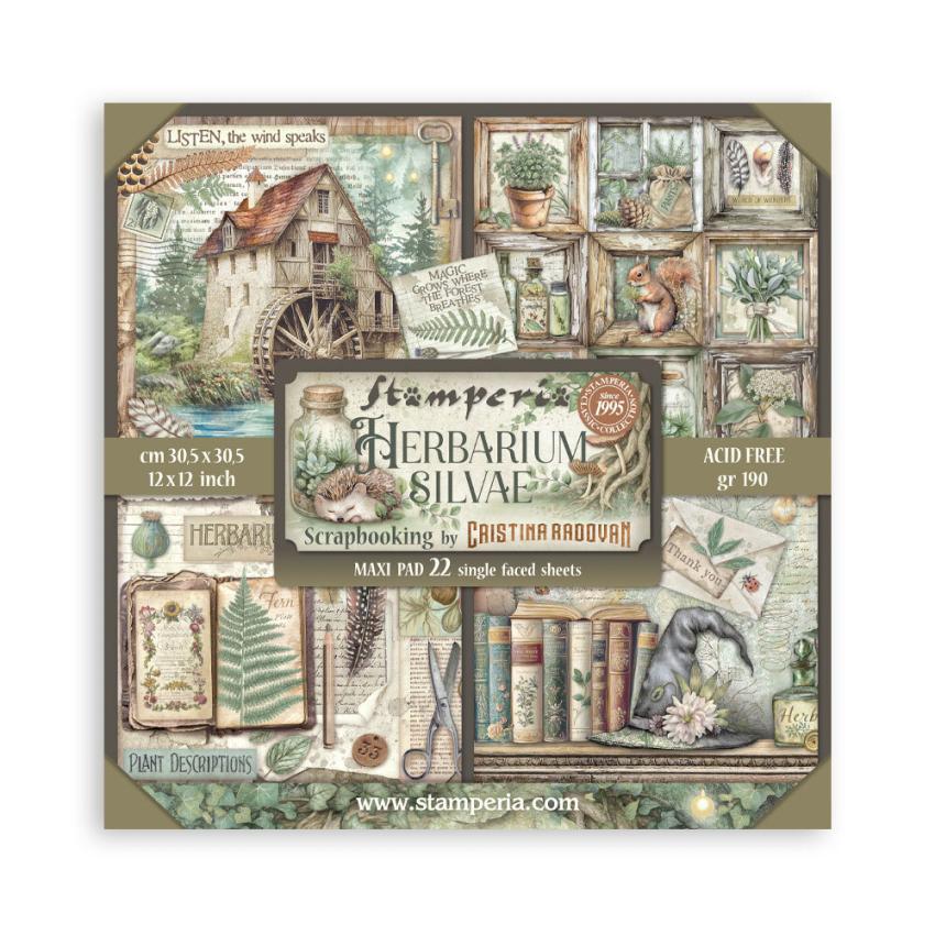 Stamperia - Designpapier "Herbarium Silvae" Maxi Paper Pack 12x12 Inch - 22 Bogen