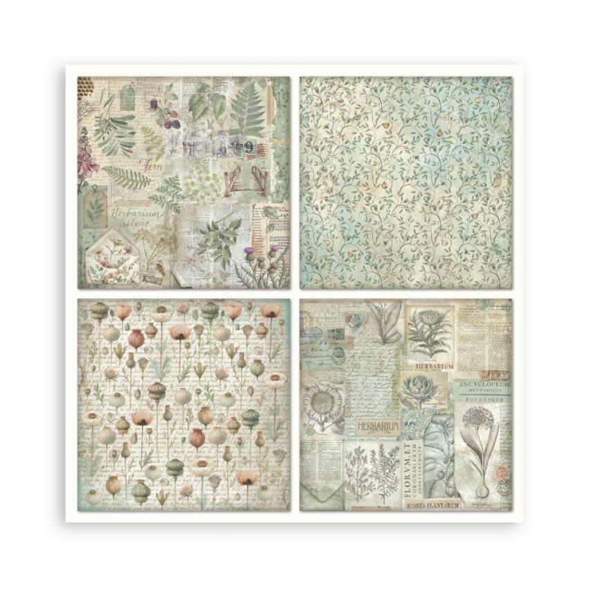 Stamperia - Designpapier "Herbarium Silvae" Maxi Paper Pack 8x8 Inch - 22 Bogen