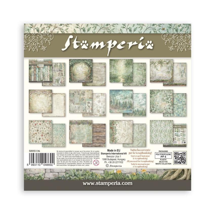 Stamperia - Designpapier "Herbarium Silvae" Maxi Paper Pack 8x8 Inch - 10 Bogen