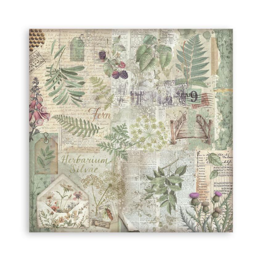 Stamperia - Designpapier "Herbarium Silvae" Maxi Paper Pack 8x8 Inch - 10 Bogen