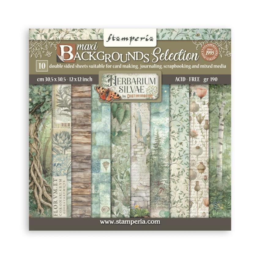 Stamperia - Designpapier "Herbarium Silvae" Maxi Paper Pack 12x12 Inch - 10 Bogen