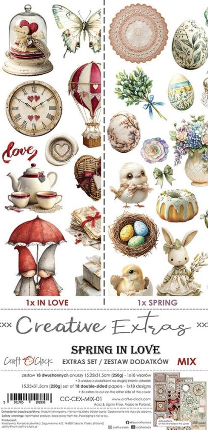 Craft OClock - Ausschneidebogen "Spring In Love" Extra Set Mix - 18 Bogen