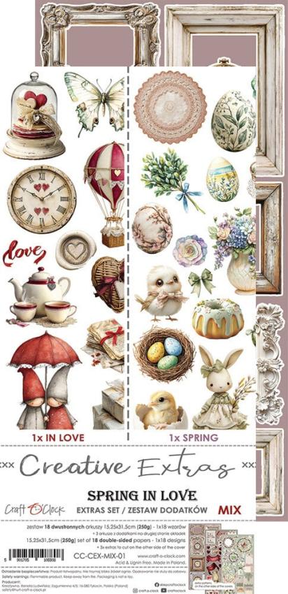 Craft OClock - Ausschneidebogen "Spring In Love" Extra Set Mix - 18 Bogen