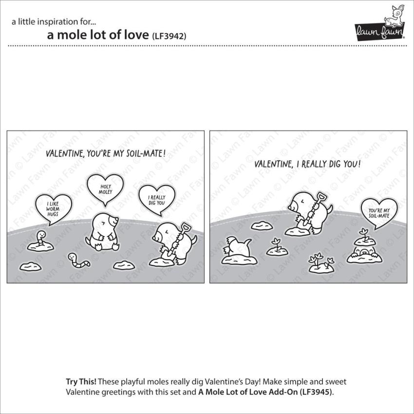 Lawn Fawn - Stempelset "A Mole Lot Of Love" Clear Stamps