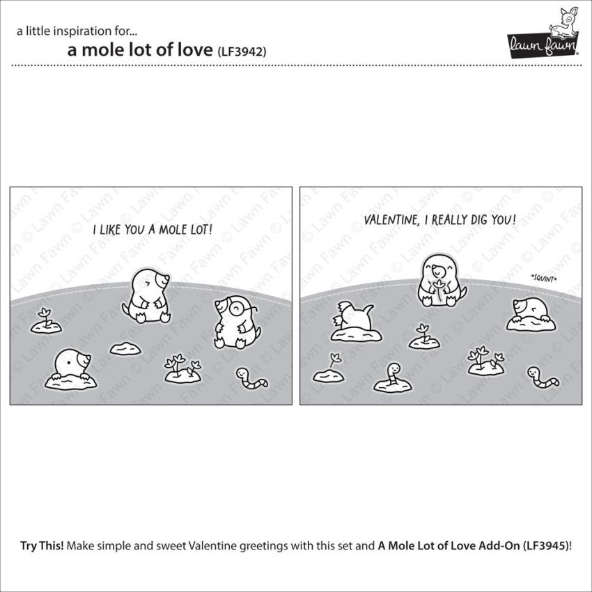 Lawn Fawn - Stempelset "A Mole Lot Of Love" Clear Stamps