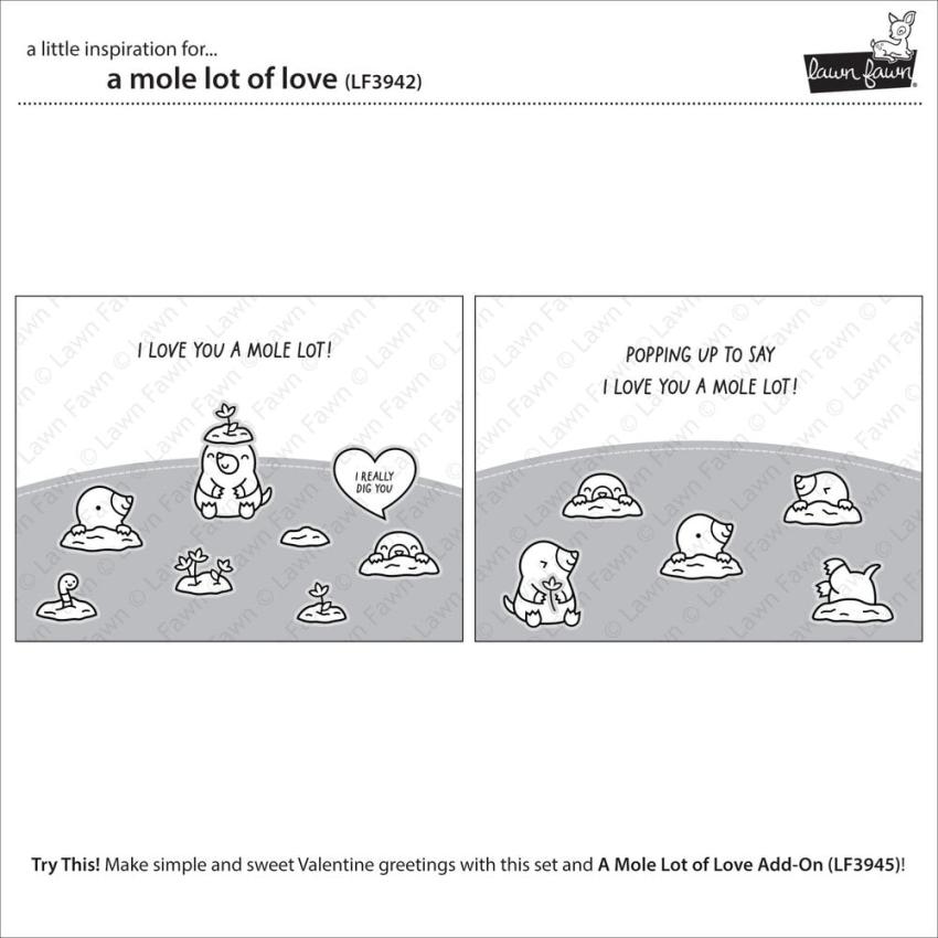 Lawn Fawn - Stempelset "A Mole Lot Of Love" Clear Stamps