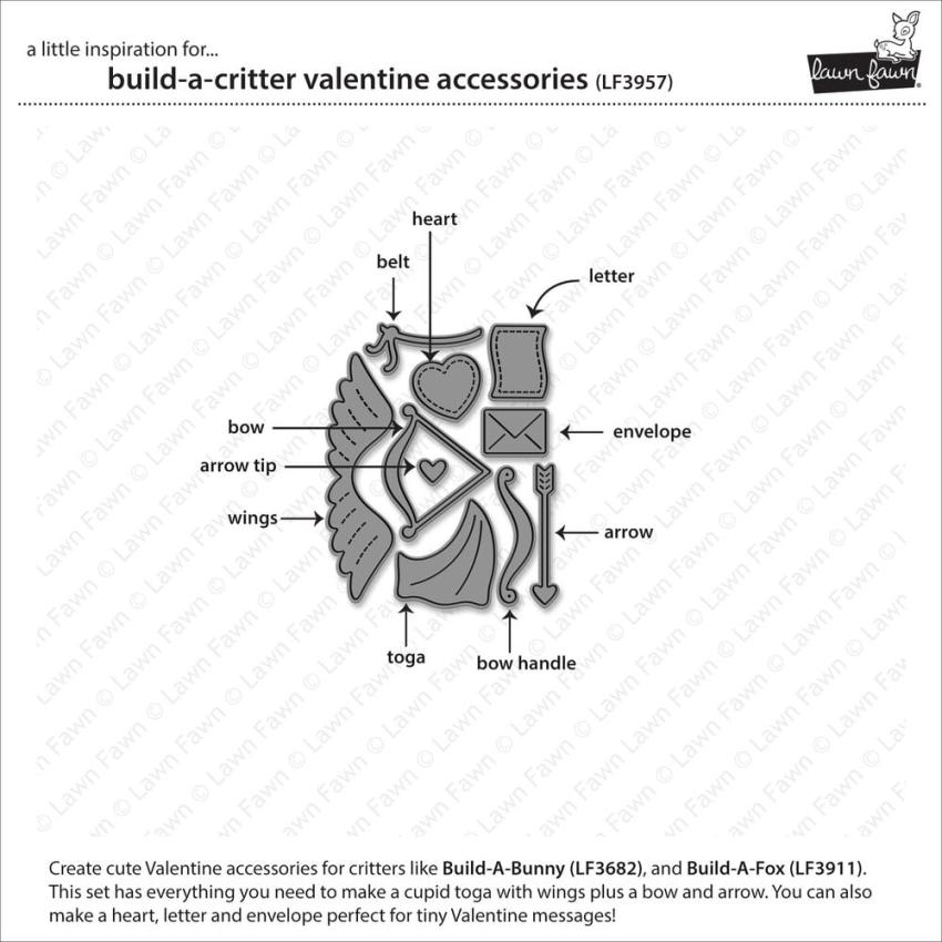 Lawn Fawn - Stanzschablone "Build-A-Critter Valentine Accessories Stand-Alone" Dies