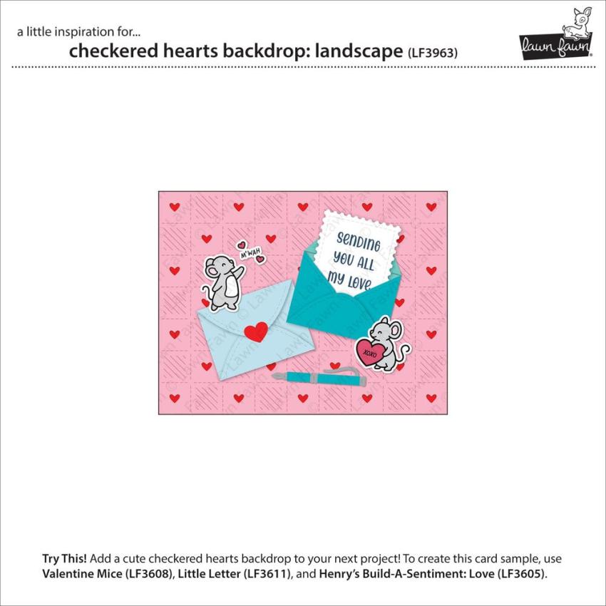 Lawn Fawn - Stanzschablone "Checkered Hearts Backdrop Landscape Stand-Alone" Dies