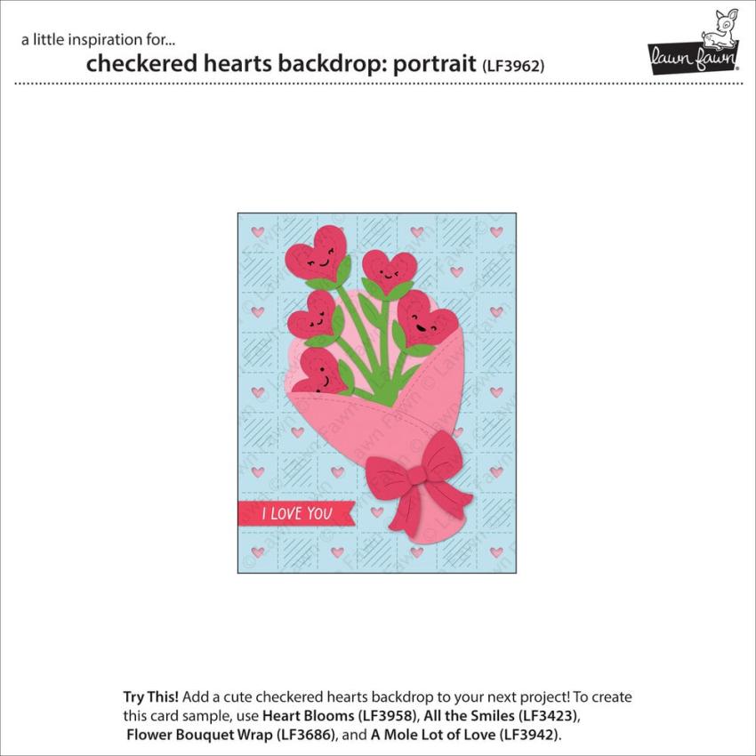Lawn Fawn - Stanzschablone "Checkered Hearts Backdrop Portrait Stand-Alone" Dies