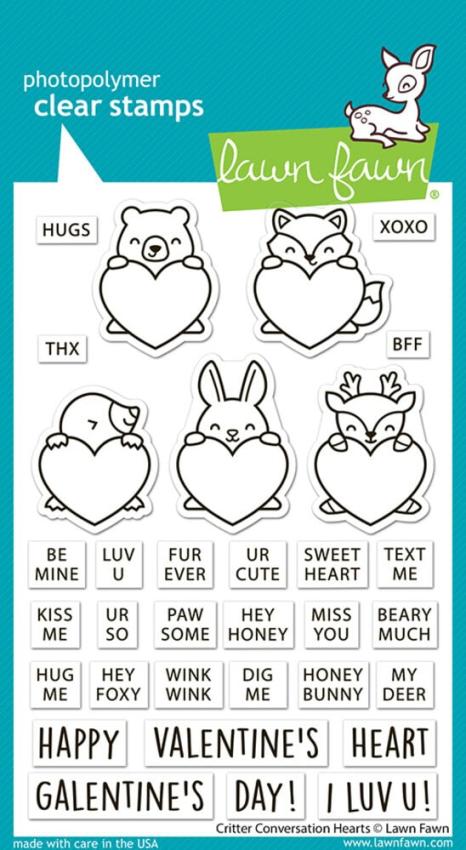 Lawn Fawn - Stempelset "Critter Conversation Hearts" Clear Stamps