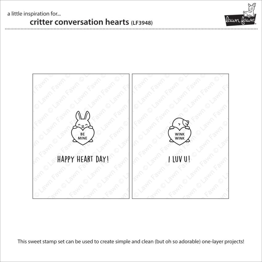 Lawn Fawn - Stempelset "Critter Conversation Hearts" Clear Stamps