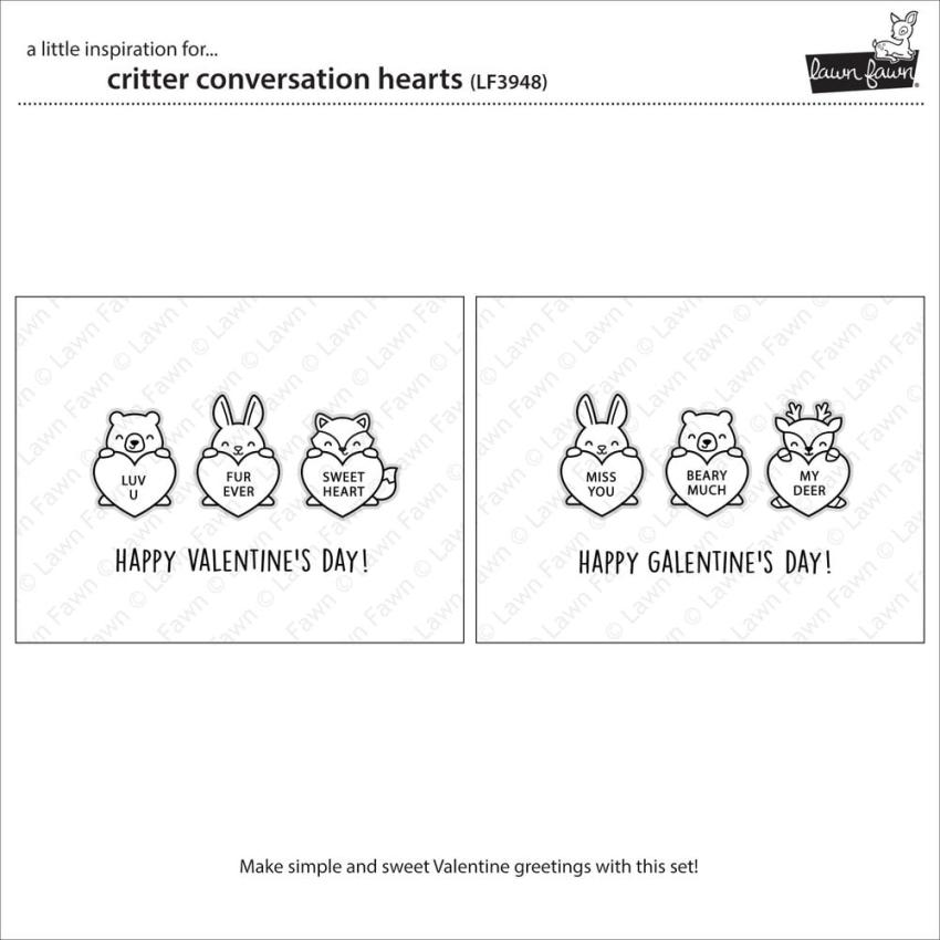 Lawn Fawn - Stempelset "Critter Conversation Hearts" Clear Stamps