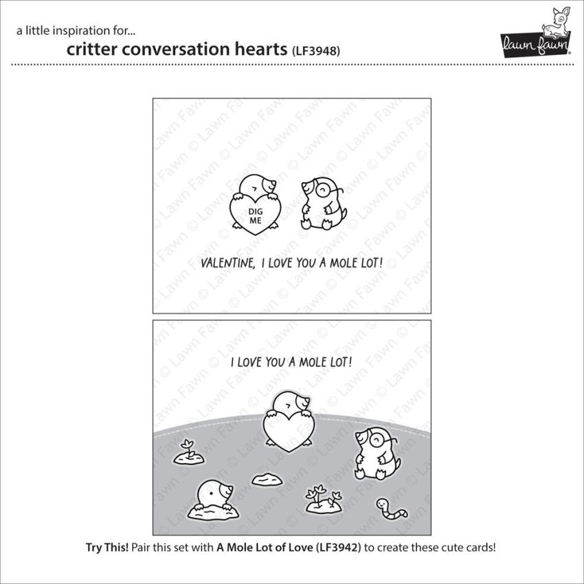 Lawn Fawn - Stempelset "Critter Conversation Hearts" Clear Stamps