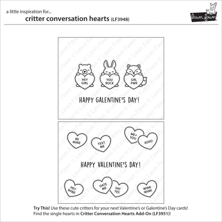 Lawn Fawn - Stempelset "Critter Conversation Hearts" Clear Stamps