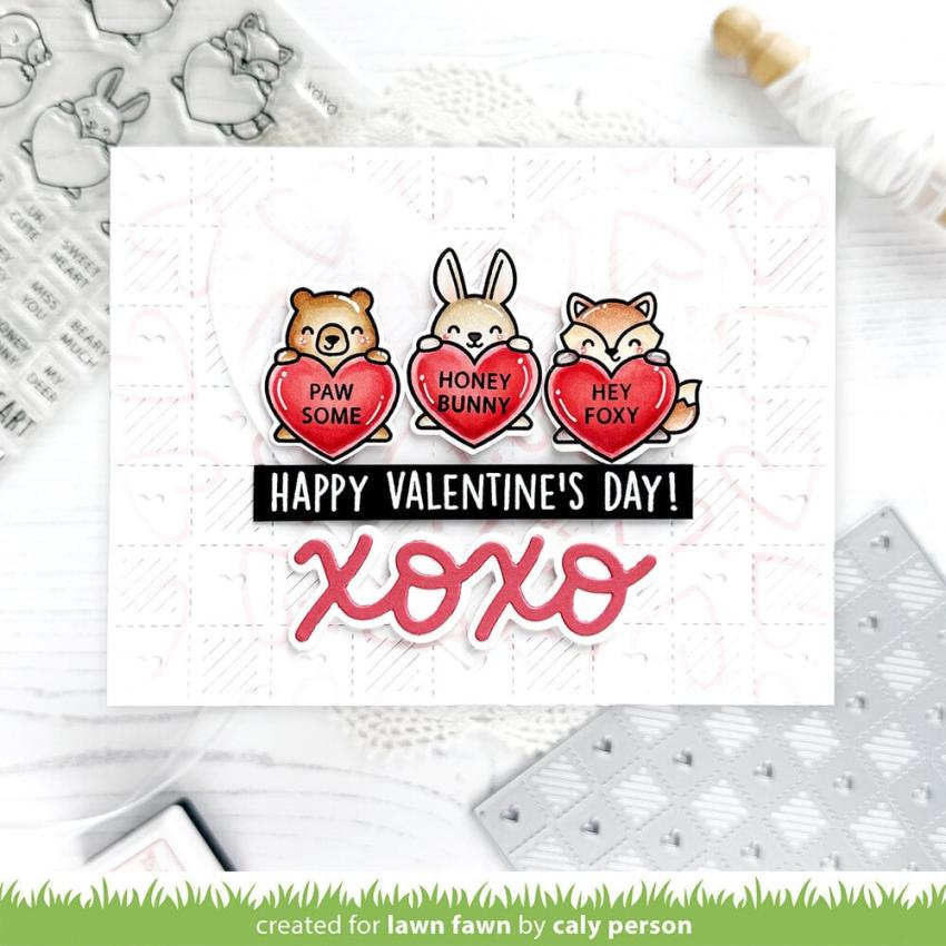 Lawn Fawn - Stempelset "Critter Conversation Hearts" Clear Stamps