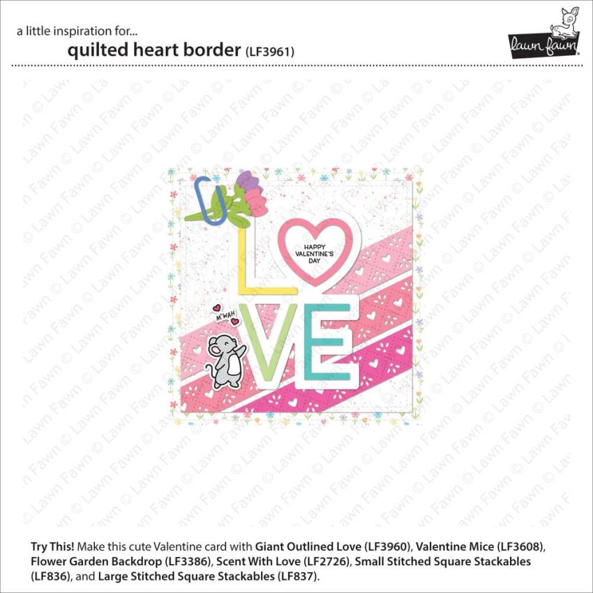 Lawn Fawn - Stanzschablone "Quilted Heart Border" Dies