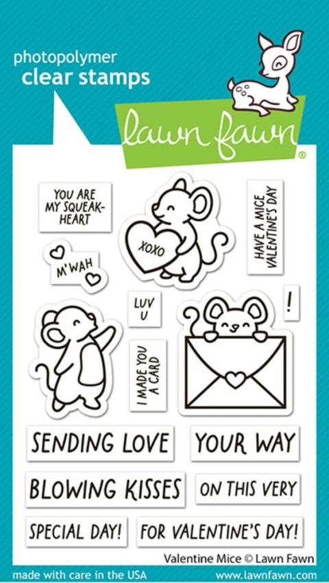 Lawn Fawn - Stempelset "Valentine Mice" Clear Stamp