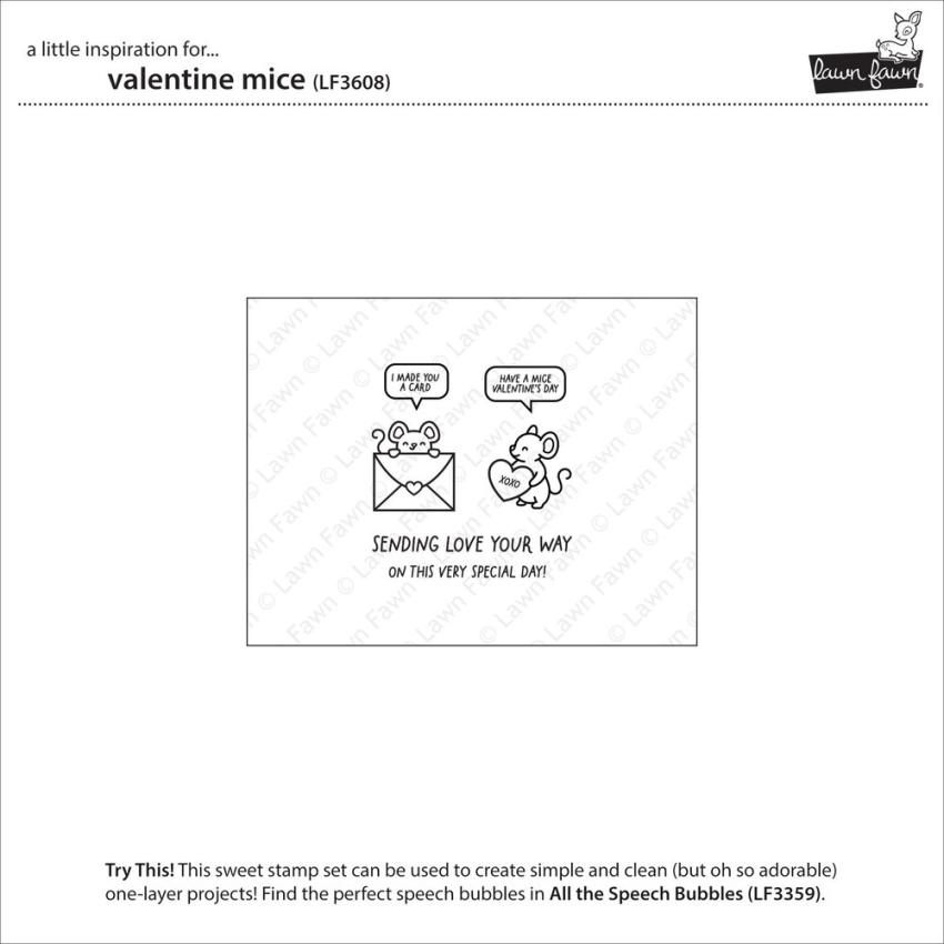 Lawn Fawn - Stempelset "Valentine Mice" Clear Stamp