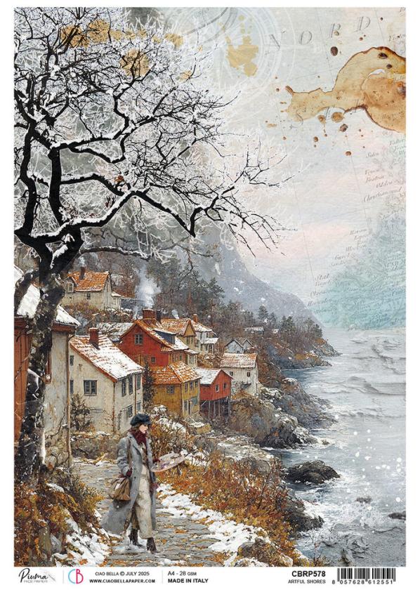 Ciao Bella - Decopatch Papier "Artful Shores" Rice Paper A4 - 5 Bogen