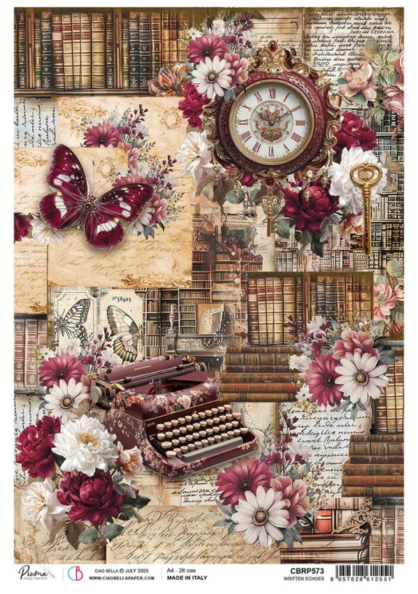 Ciao Bella - Decopatch Papier "Written Echoes" Rice Paper A4 - 5 Bogen