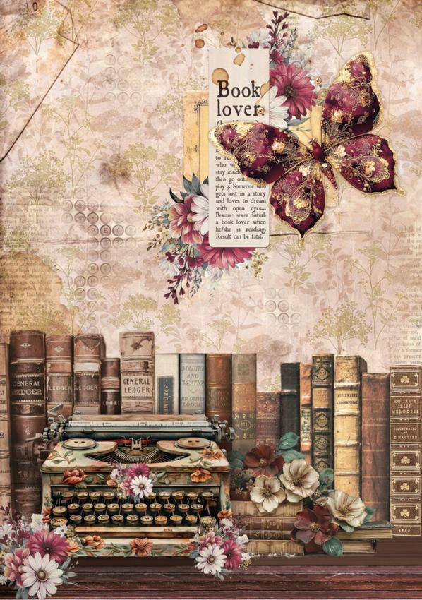 Ciao Bella - Decopatch Papier "Book Lovers" Mixed Media Rice Paper A5 - 8 Bogen