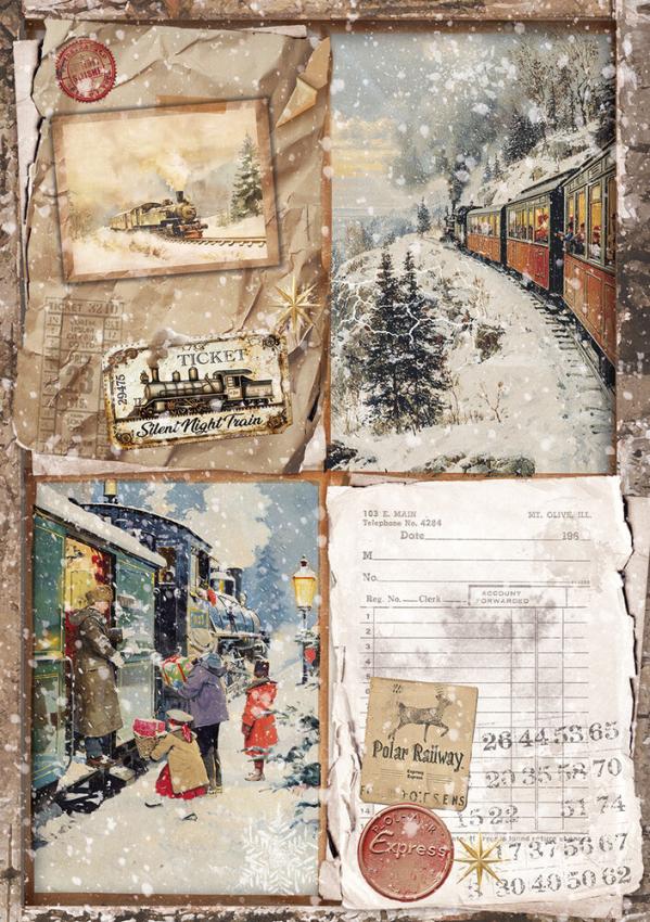 Ciao Bella - Decopatch Papier "Polar Railway" Mixed Media Rice Paper A5 - 8 Bogen