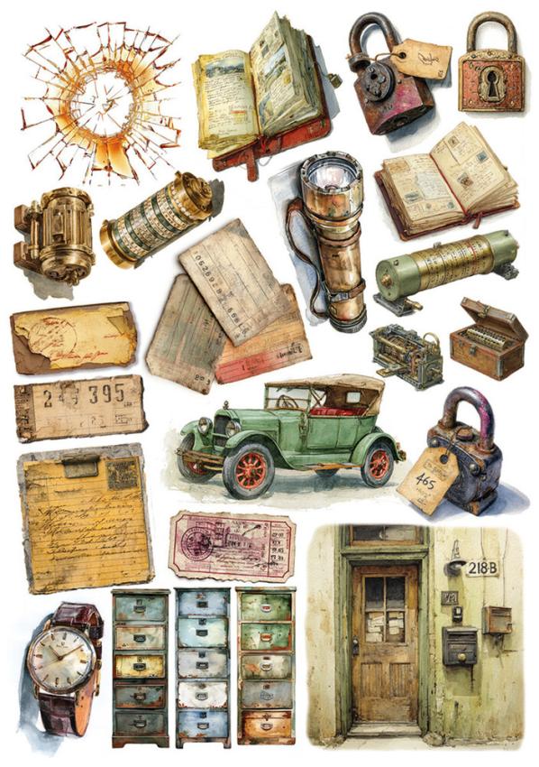 Ciao Bella - Decopatch Papier "The Last Mystery" Mixed Media Rice Paper A5 - 8 Bogen