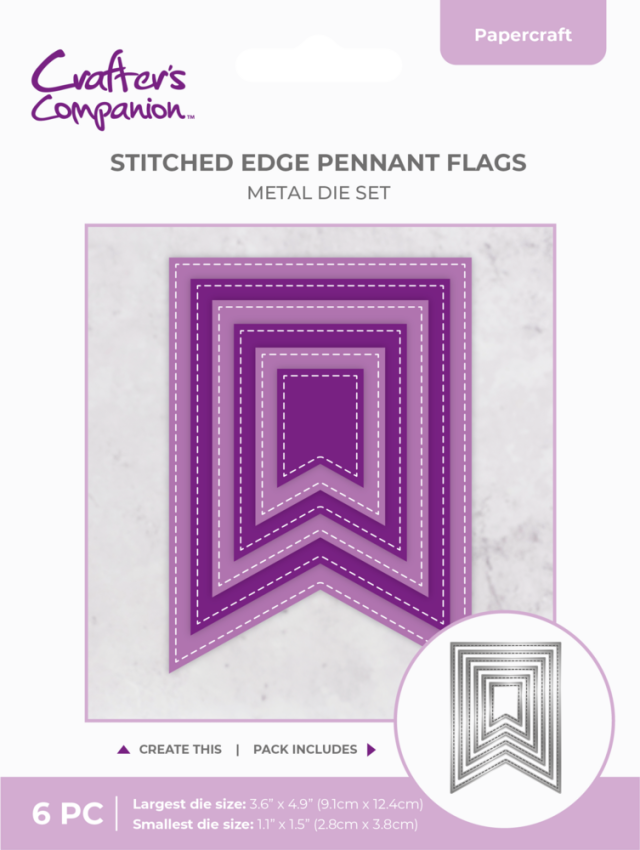 Crafters Companion - Stanzschablone "Stitched Edge Pennant Flags" Dies