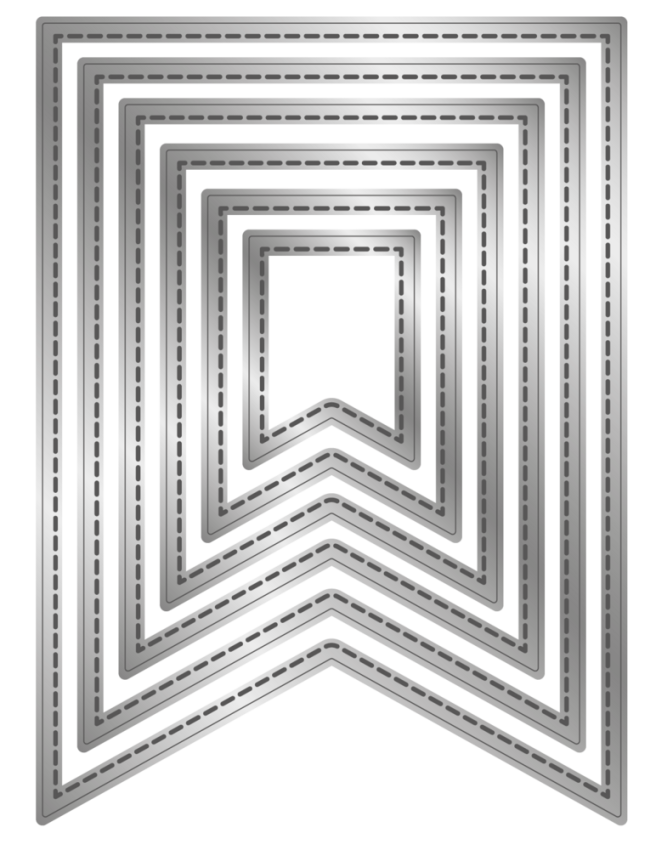 Crafters Companion - Stanzschablone "Stitched Edge Pennant Flags" Dies