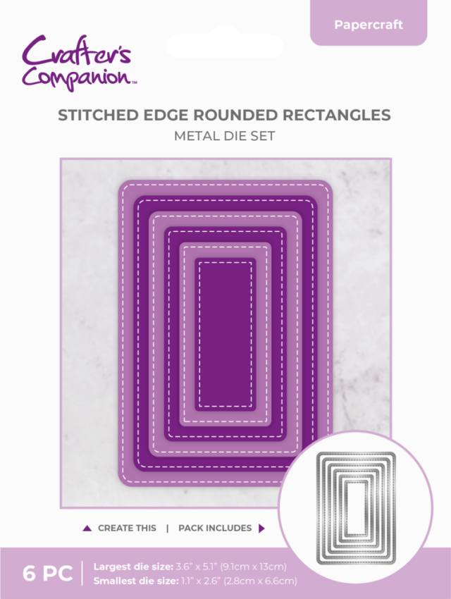 Crafters Companion - Stanzschablone "Stitched Edge Metal Rounded Rectangles" Dies