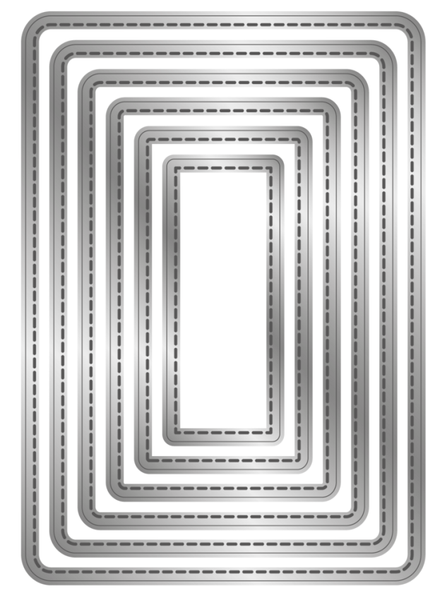 Crafters Companion - Stanzschablone "Stitched Edge Metal Rounded Rectangles" Dies