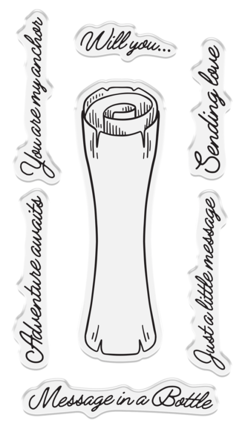 Crafters Companion - Stempelset & Stanzschablone "Message Scroll" Stamp & Dies