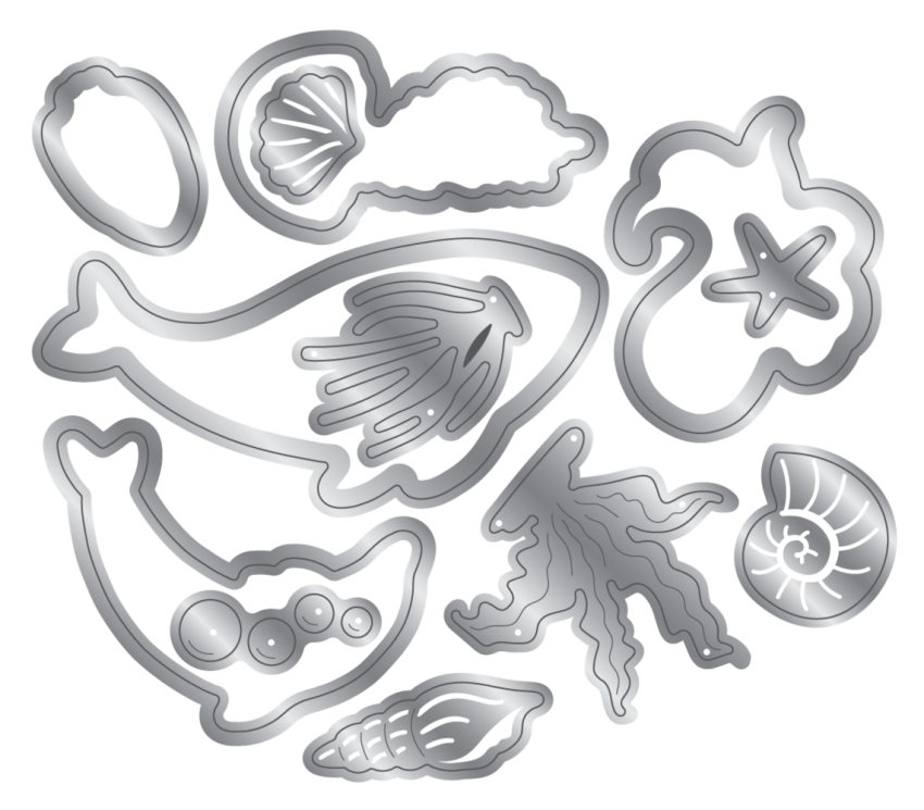 Crafters Companion - Stempelset & Stanzschablone "Ocean Friends" Stamp & Dies