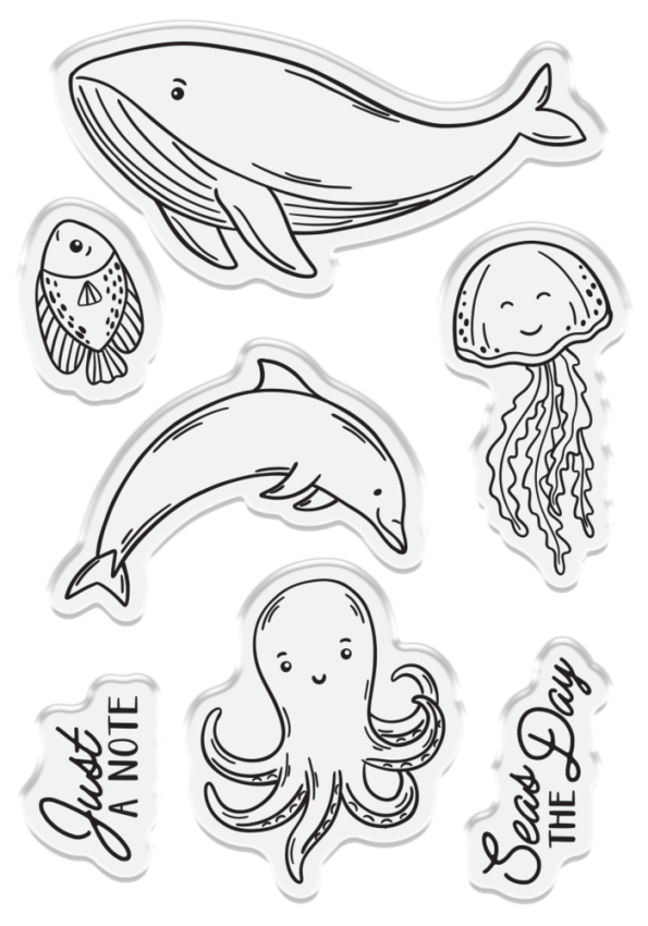 Crafters Companion - Stempelset & Stanzschablone "Ocean Friends" Stamp & Dies