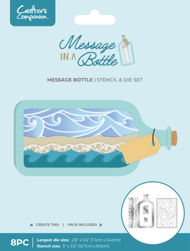 Crafters Companion - Stanzschablone & Schablone "Message Bottle" Dies & Stencil
