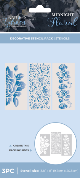 Crafters Companion - Schablone 3,8x8 Inch "Midnight Floral" Stencil