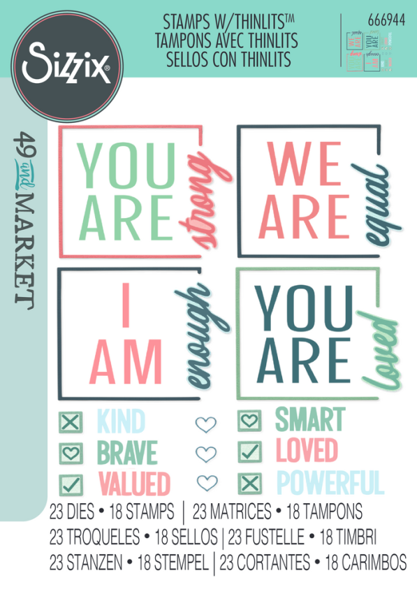 Sizzix - Stanzschablone & Stempelset "Affirmations" Thinlits Craft Dies & Clear Stamps by 49 and Market