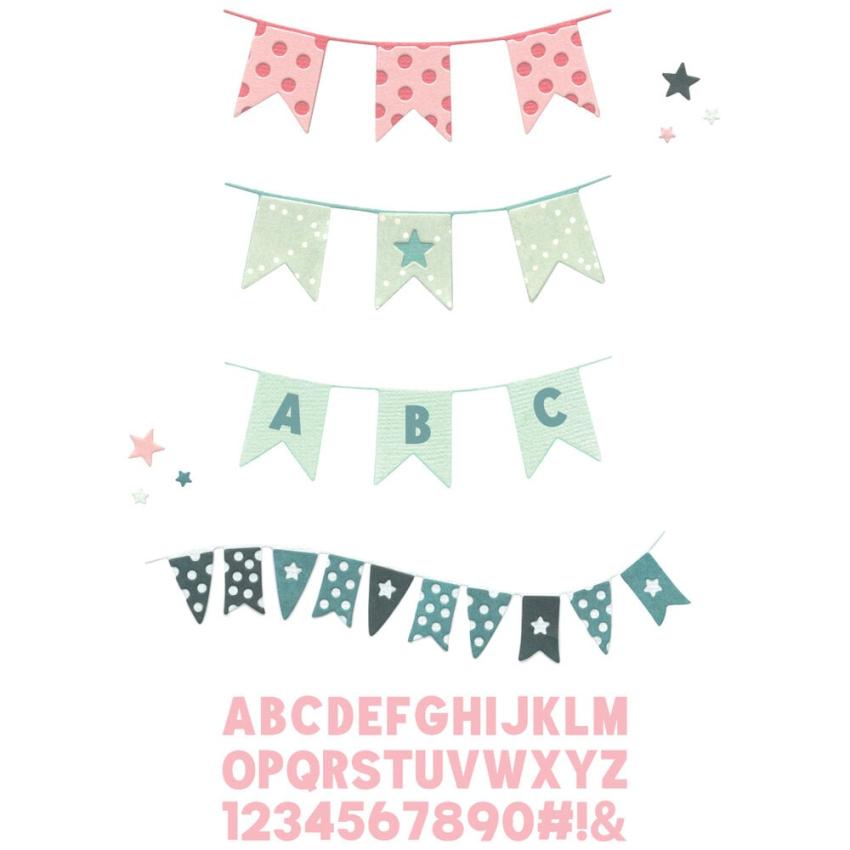Sizzix - Stanzschablone & Stempelset "Banner Bash" Thinlits Craft Dies & Clear Stamps by 49 and Market