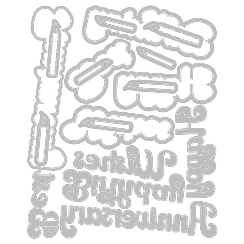 Sizzix - Stanzschablone & Stempelset "Birthday Wishes" Thinlits Craft Dies & Clear Stamps by 49 and Market
