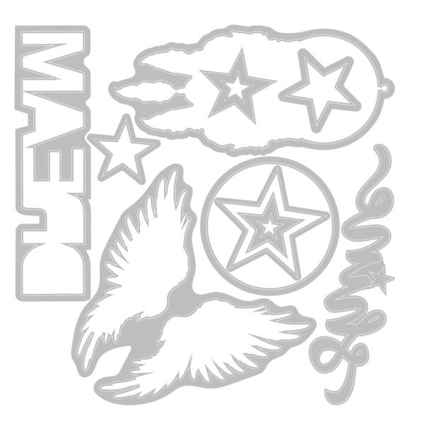 Sizzix - Stanzschablone & Stempelset "Starlight Dreams" Thinlits Craft Dies & Clear Stamps by 49 and Market