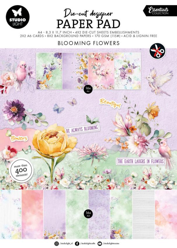 Studio Light - Stanzteile "Blooming Flowers" Die Cut Block - 28 Bogen