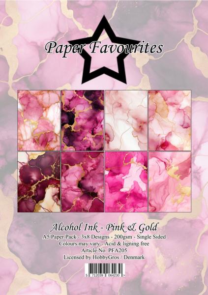 Paper Favourites - Designpapier "Alcohol Ink Pink & Gold" Paper Pack A5 - 24 Bogen