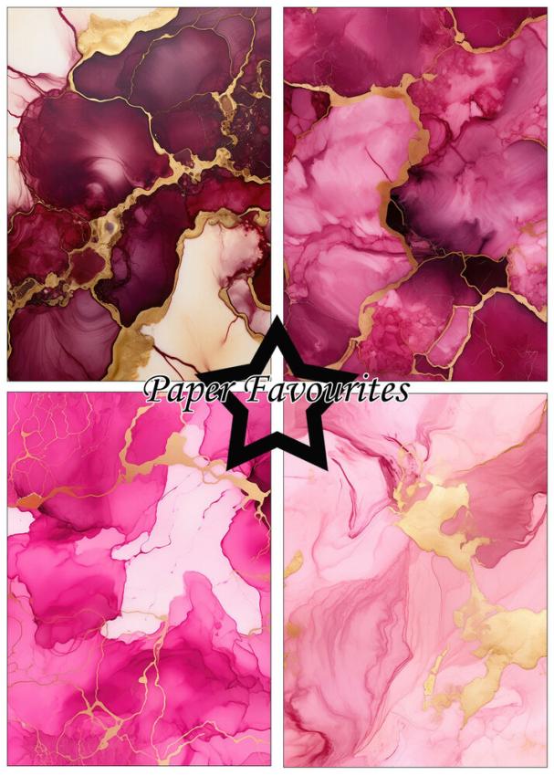 Paper Favourites - Designpapier "Alcohol Ink Pink & Gold" Paper Pack A5 - 24 Bogen