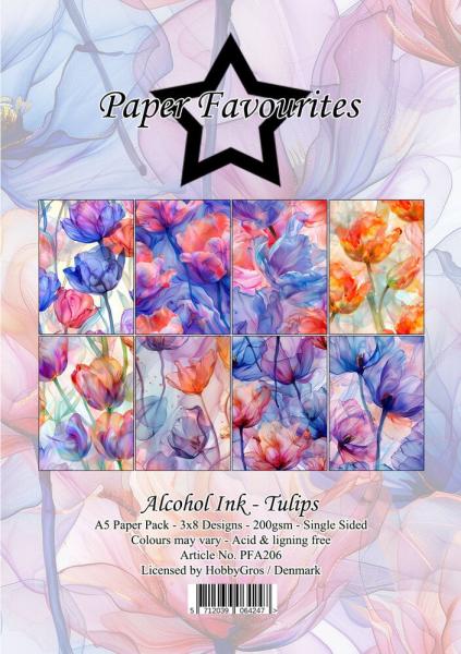 Paper Favourites - Designpapier "Alcohol Ink Tulips" Paper Pack A5 - 24 Bogen