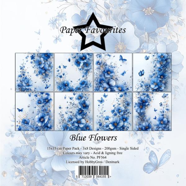 Paper Favourites - Designpapier "Blue Flowers" Paper Pack 6x6 Inch - 24 Bogen