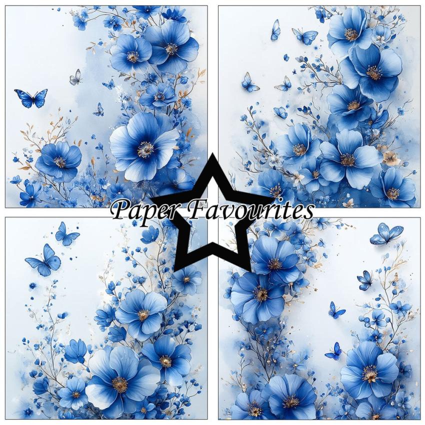 Paper Favourites - Designpapier "Blue Flowers" Paper Pack 6x6 Inch - 24 Bogen
